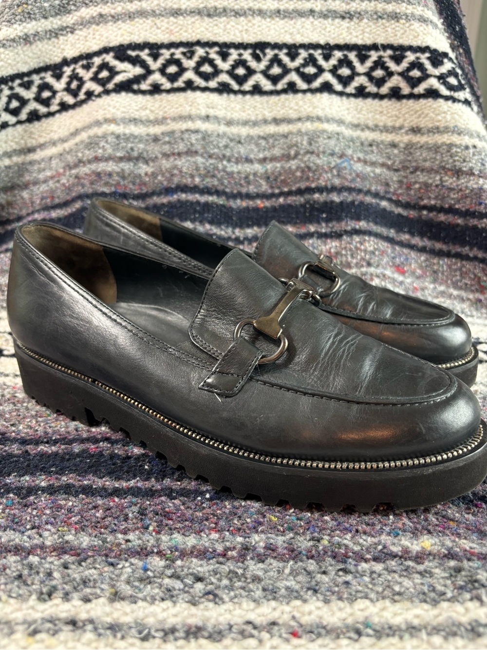 Paul Green Nandi Horse Bit Platform Loafers Size 5 UK/7.5 US Black Leather